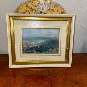 Antique Engrave Landscape Art Matted Framed Sungott Art #271